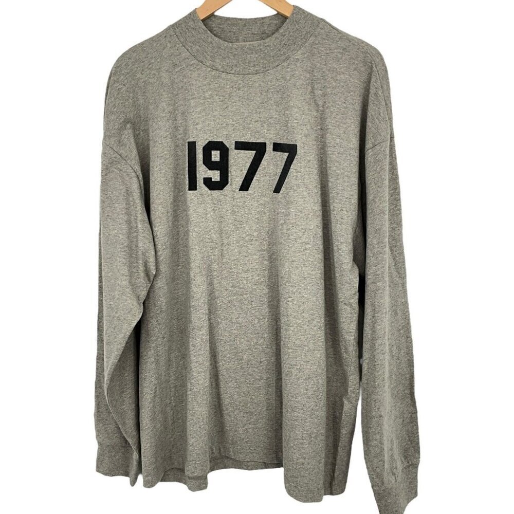 Fear of God Essentials 1977 Long Sleeve Shirt Size M Dark Oatmeal Pullover - Picture 2 of 8